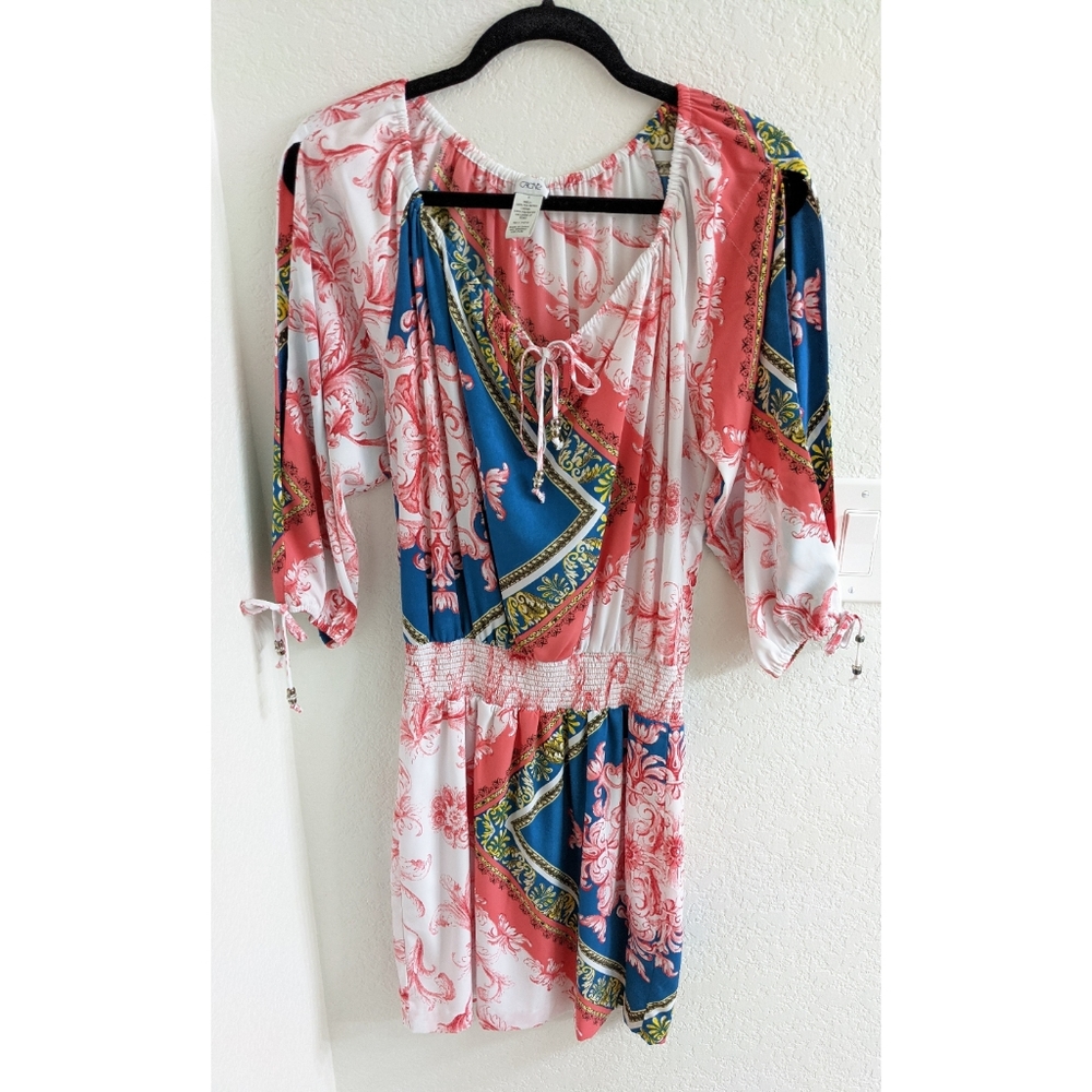 Caché Pink & Blue Floral Half Sleeve Dress